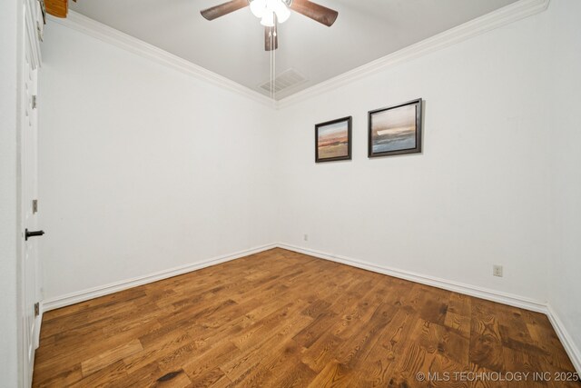 905 W Elmira St, Broken Arrow, OK 74012 - empty room with crown molding, ceiling fan, and wood finished floors