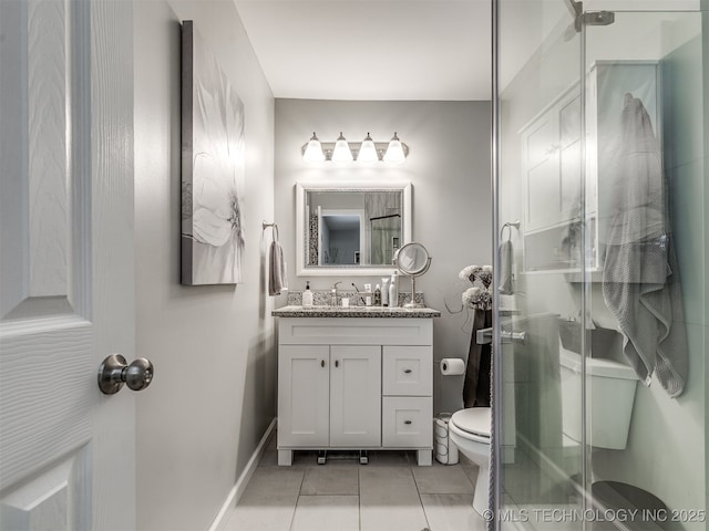 4640 E 68th St Unit 285, Tulsa, OK 74136 - full bathroom with vanity, tile patterned floors, and a shower stall