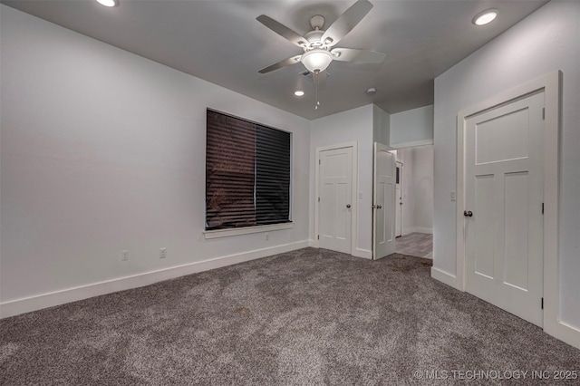 1341 Alvera Ln, Wynnewood, OK 73098 - unfurnished room with carpet floors, a ceiling fan, and recessed lighting