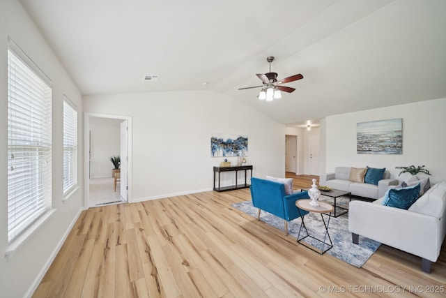 2211 E Concord Pl, Broken Arrow, OK 74012 - living area featuring wood finished floors, lofted ceiling, and ceiling fan