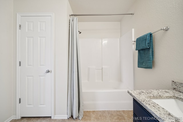 2211 E Concord Pl, Broken Arrow, OK 74012 - bathroom featuring vanity, shower / tub combo, and tile patterned flooring
