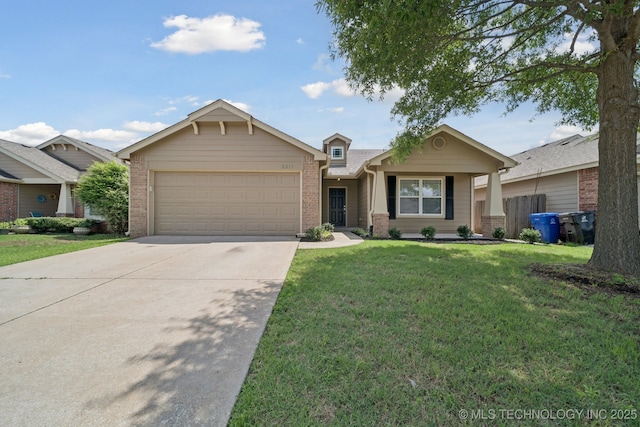 2211 E Concord Pl, Broken Arrow, OK 74012 - view of front of home with brick siding, a garage, driveway, and a front yard