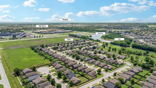 2211 E Concord Pl, Broken Arrow, OK 74012 - aerial perspective of suburban area with a large body of water