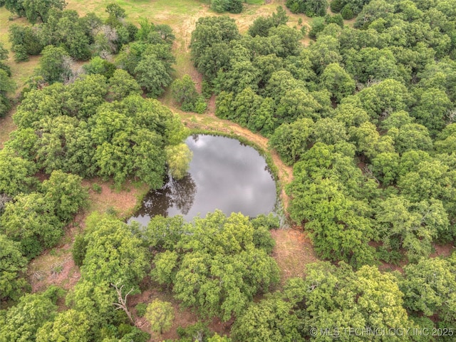 28265 Forest Ridge Rd, Sand Springs, OK 74063 - drone / aerial view of a nearby body of water and a heavily wooded area