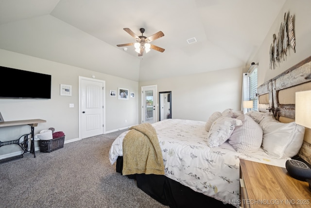 5814 130th W Ave, Sand Springs, OK 74063 - carpeted bedroom with vaulted ceiling and ceiling fan