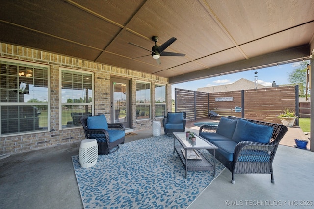 5814 130th W Ave, Sand Springs, OK 74063 - view of patio with an outdoor living space and ceiling fan