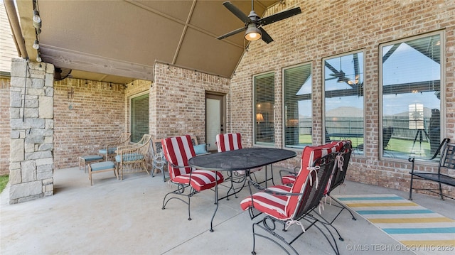 14934 S Sequoia St, Glenpool, OK 74033 - view of patio featuring outdoor dining space and ceiling fan