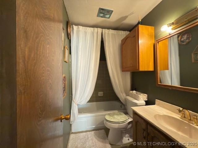 104 E 58th St, Tulsa, OK 74105 - bathroom with vanity and shower / bath combination with curtain