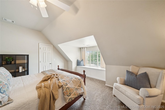 5117 E 92nd St, Tulsa, OK 74137 - bedroom with lofted ceiling, carpet, and a ceiling fan