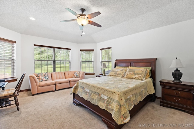 501 W 35th Pl, Sand Springs, OK 74063 - bedroom featuring light carpet, a textured ceiling, and a ceiling fan