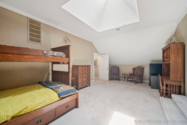3431 E 96th Pl, Tulsa, OK 74137 - carpeted bedroom with a skylight and lofted ceiling