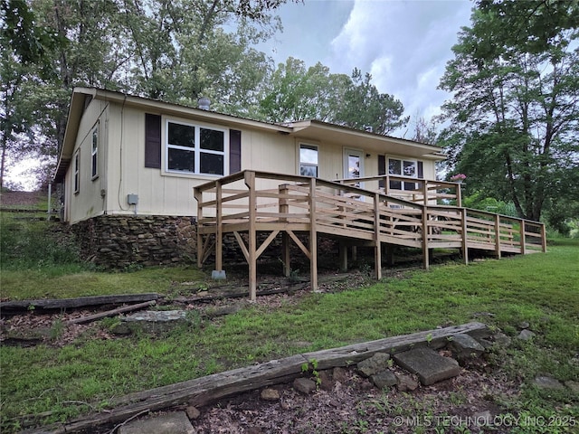 92133 S 4676th Rd, Bunch, OK 74931 - rear view of property with a wooden deck