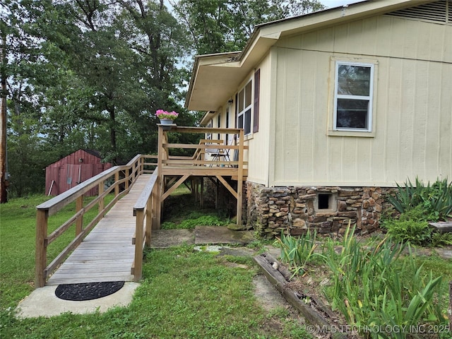 92133 S 4676th Rd, Bunch, OK 74931 - view of side of home featuring a deck