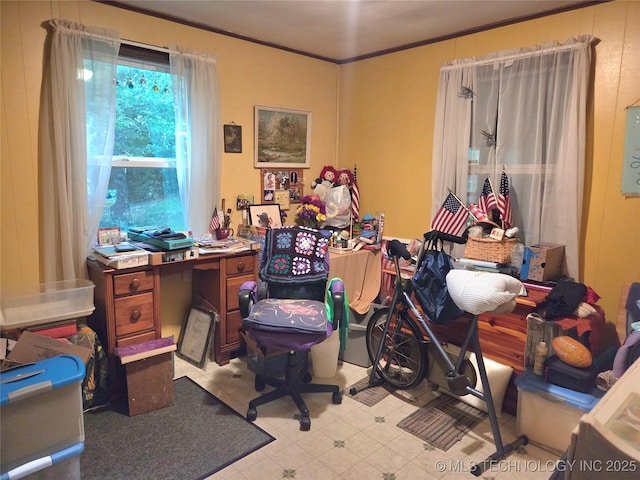 92133 S 4676th Rd, Bunch, OK 74931 - office with ornamental molding and tile patterned floors