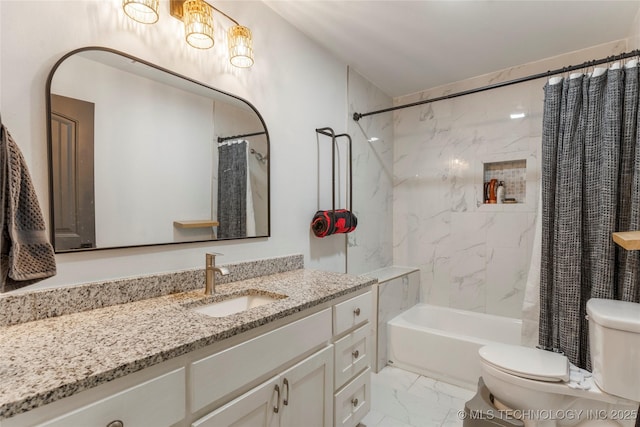 29012 E 63rd St, Broken Arrow, OK 74014 - bathroom featuring marble look tiles, vanity, and shower / tub combo