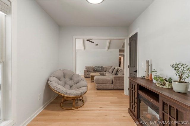 29012 E 63rd St, Broken Arrow, OK 74014 - sitting room featuring light wood-style floors and a ceiling fan