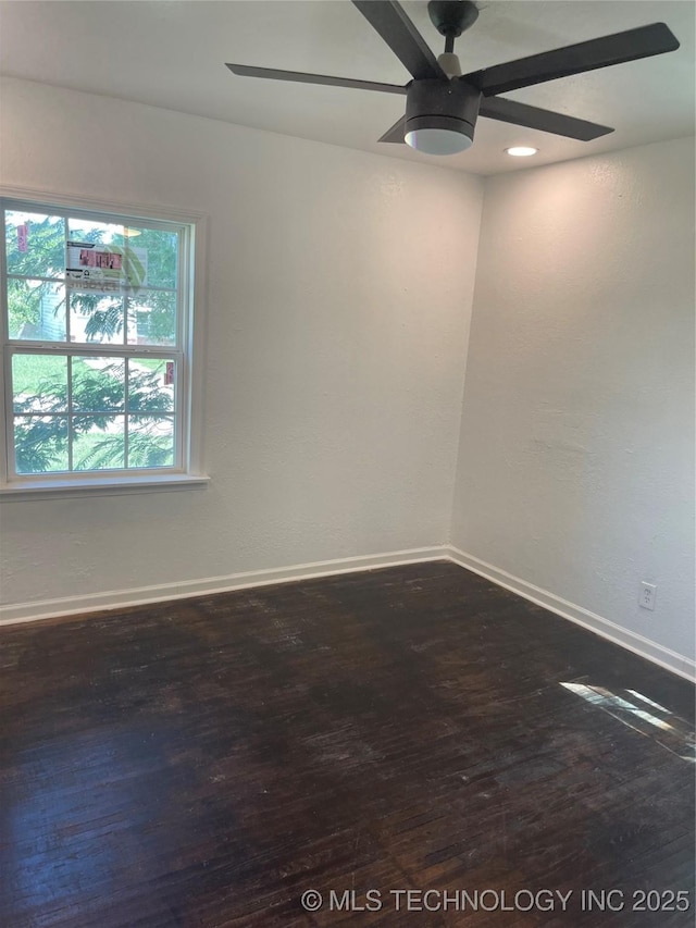 334 W 47th St N, Tulsa, OK 74126 - empty room featuring ceiling fan and dark wood finished floors