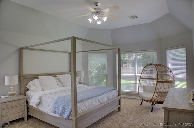 14230 S Urbana Ave, Bixby, OK 74008 - carpeted bedroom featuring vaulted ceiling and ceiling fan