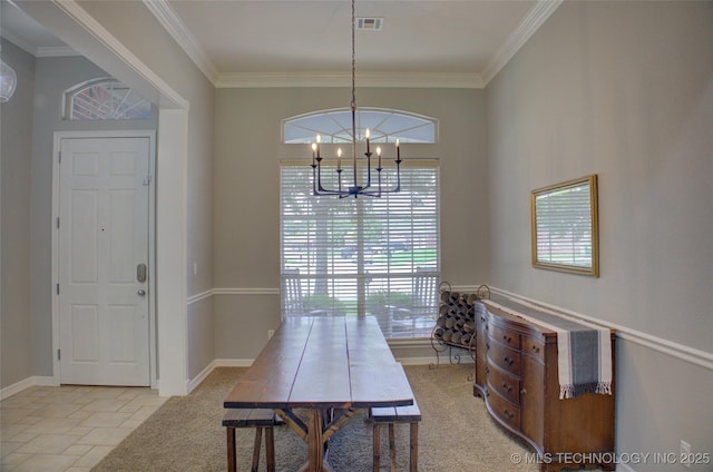 14230 S Urbana Ave, Bixby, OK 74008 - dining room with a chandelier and ornamental molding