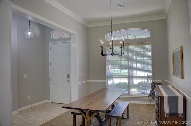14230 S Urbana Ave, Bixby, OK 74008 - dining room featuring a chandelier and crown molding