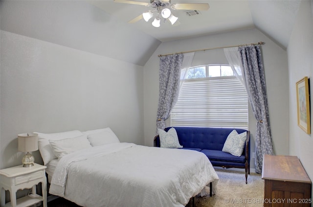14230 S Urbana Ave, Bixby, OK 74008 - carpeted bedroom featuring vaulted ceiling and a ceiling fan