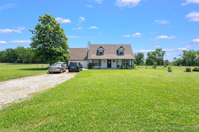 19935 Mountain Ln, Claremore, OK 74019 - new england style home with dirt driveway, covered porch, and a front yard
