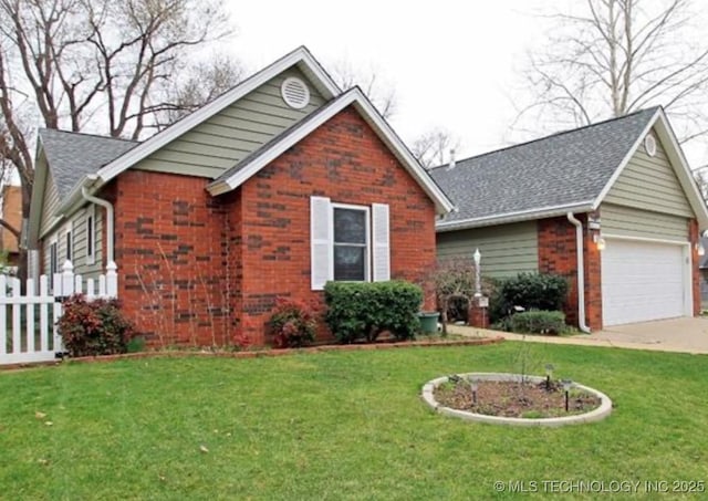 6223 S Cedar Pl, Broken Arrow, OK 74011 - view of front of property featuring brick siding, driveway, an attached garage, and a shingled roof