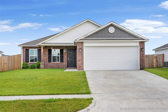 23561 E 114th Ct, Broken Arrow, OK 74014 - ranch-style house with brick siding, concrete driveway, and a garage