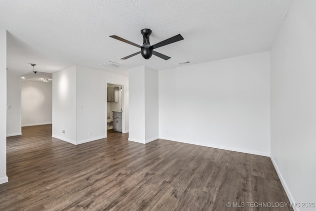 8316 E 81st Pl, Tulsa, OK 74133 - empty room with ceiling fan, dark wood-style flooring, and a textured ceiling