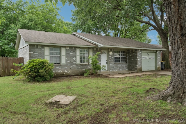 13728 S Birch St, Glenpool, OK 74033 - ranch-style home with brick siding, a garage, a shingled roof, and concrete driveway