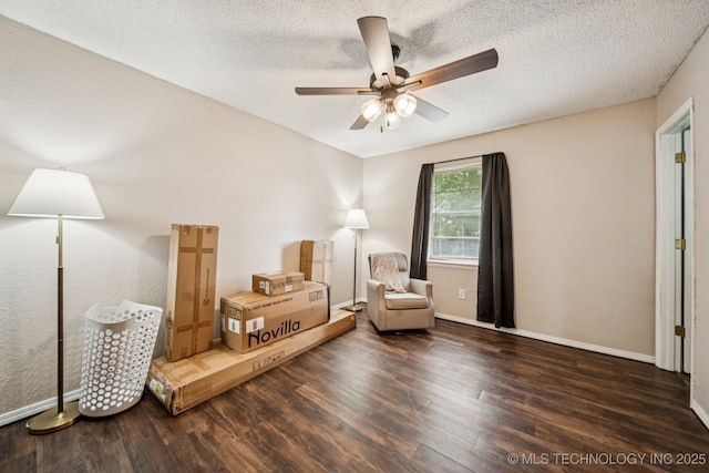 13728 S Birch St, Glenpool, OK 74033 - sitting room with wood finished floors, ceiling fan, and a textured ceiling