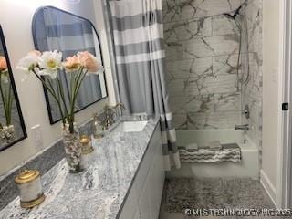 4822 S Quaker Ave, Tulsa, OK 74105 - bathroom with shower / bathtub combination with curtain and vanity
