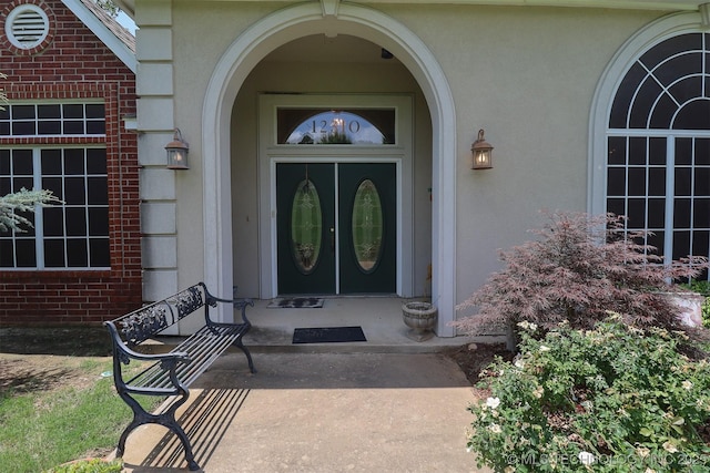 12310 S Mesa Rd, Sapulpa, OK 74066 - view of exterior entry with stucco siding and brick siding