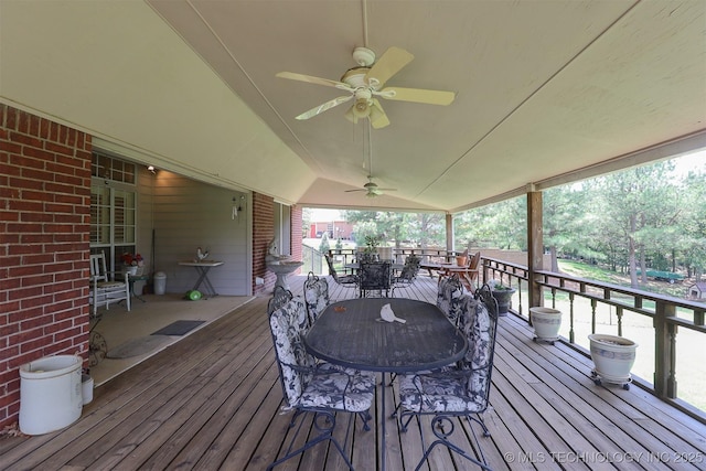 12310 S Mesa Rd, Sapulpa, OK 74066 - deck with outdoor dining space and a ceiling fan