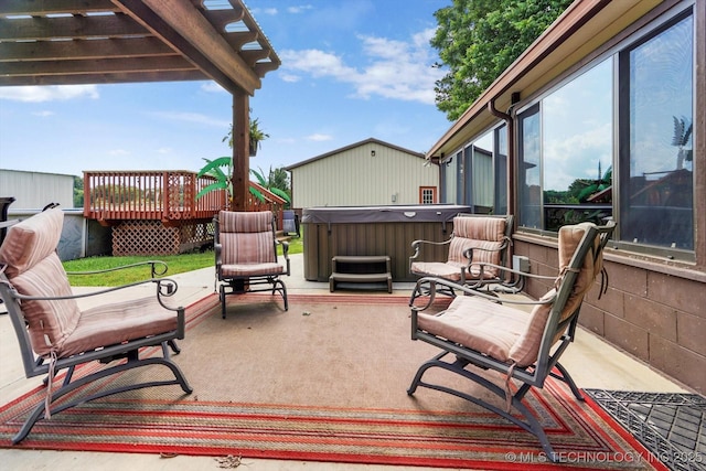 4152 W Oak St, Skiatook, OK 74070 - view of patio / terrace featuring a hot tub and a wooden deck