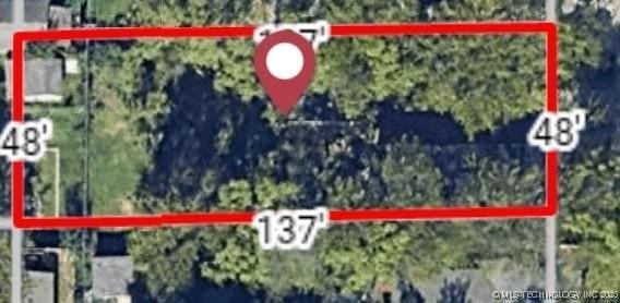 1026 N Utica Ave, Tulsa, OK 74110 - aerial map of property and surrounding area with property boundaries highlighted