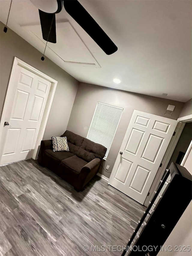 1026 N Utica Ave, Tulsa, OK 74110 - living area with ceiling fan and wood finished floors