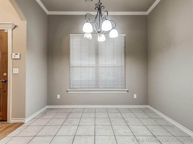 4667 E 144th Pl S, Bixby, OK 74008 - empty room featuring crown molding, a chandelier, and arched walkways