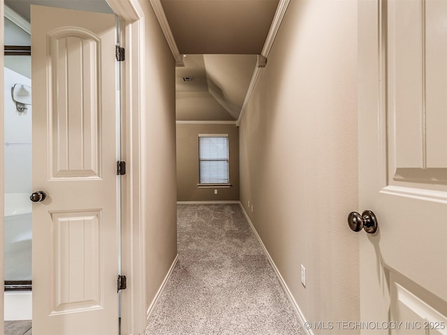 4667 E 144th Pl S, Bixby, OK 74008 - hallway featuring carpet floors and crown molding