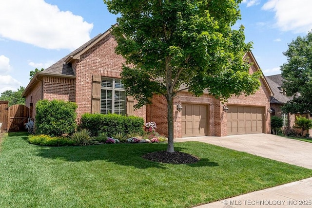 2015 W 109th St, Jenks, OK 74037 - view of front facade with brick siding, driveway, an attached garage, and a shingled roof