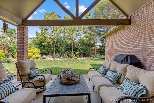 2015 W 109th St, Jenks, OK 74037 - view of patio / terrace with outdoor lounge area and a grill