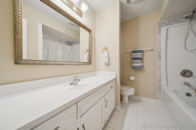 3002 E 80th Pl, Tulsa, OK 74136 - full bathroom with vanity, tile patterned floors, and washtub / shower combination