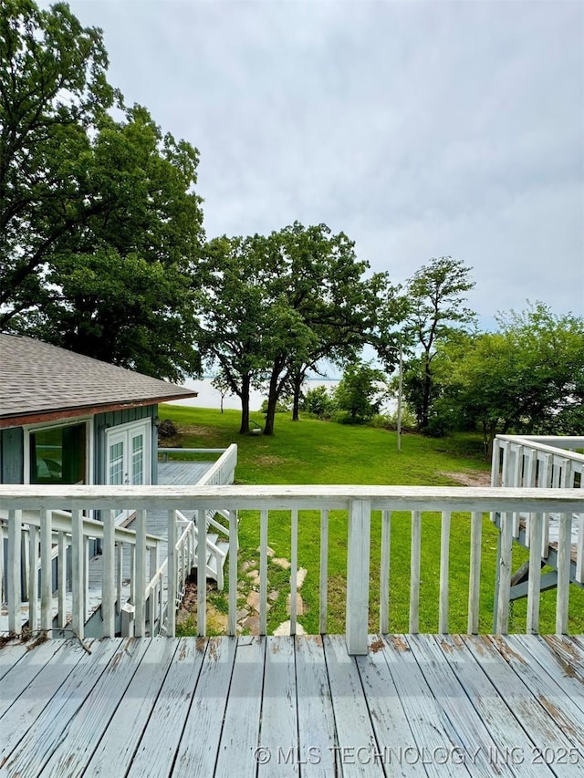 115842 S 4196, Checotah, OK 74426 - wooden terrace featuring a lawn