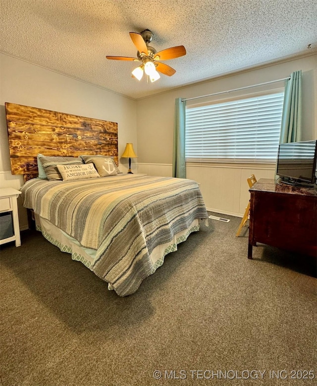 115842 S 4196, Checotah, OK 74426 - bedroom featuring carpet floors, a textured ceiling, and a ceiling fan