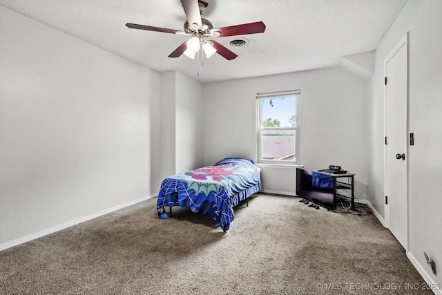2605 W Atlanta Ct, Broken Arrow, OK 74012 - carpeted bedroom with ceiling fan and a textured ceiling