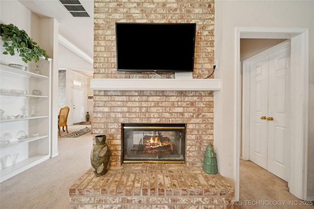 1101 S Yellowood Ave, Broken Arrow, OK 74012 - detailed view of carpet floors, a fireplace, and built in features