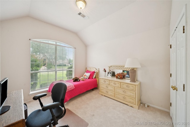 1101 S Yellowood Ave, Broken Arrow, OK 74012 - bedroom with lofted ceiling, carpet floors, a desk, and a closet