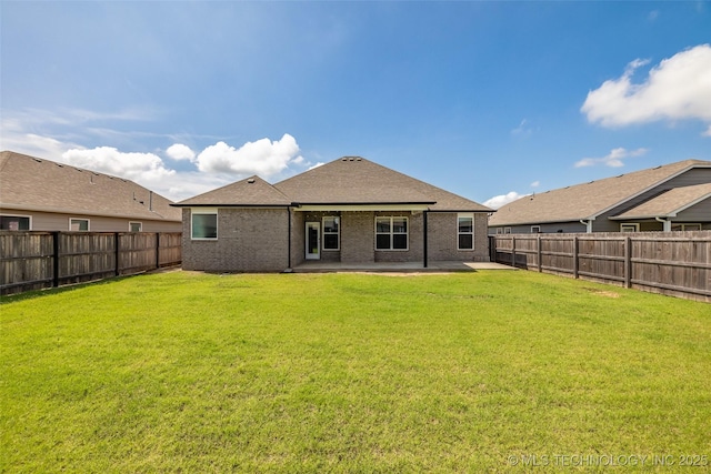 2012 W Huntsville Pl, Broken Arrow, OK 74011 - rear view of property featuring a fenced backyard, a patio area, and brick siding