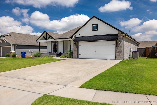 2012 W Huntsville Pl, Broken Arrow, OK 74011 - view of front of property featuring an attached garage, brick siding, concrete driveway, a porch, and a shingled roof