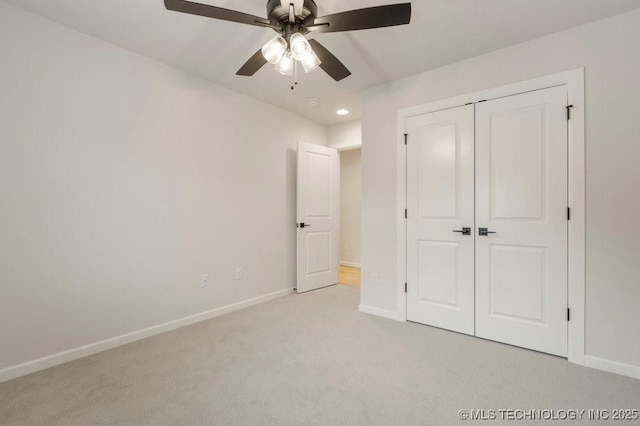 5918 E 126th Pl S, Bixby, OK 74008 - unfurnished bedroom featuring light colored carpet, a closet, a ceiling fan, and recessed lighting
